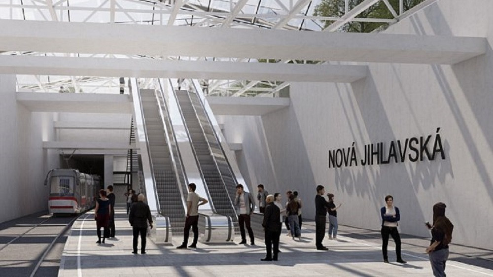 Na trati by měly vzniknout dvě zastávky - Nová Jihlavská a Nemocnice Bohunice. (zdroj: Metroprojekt)