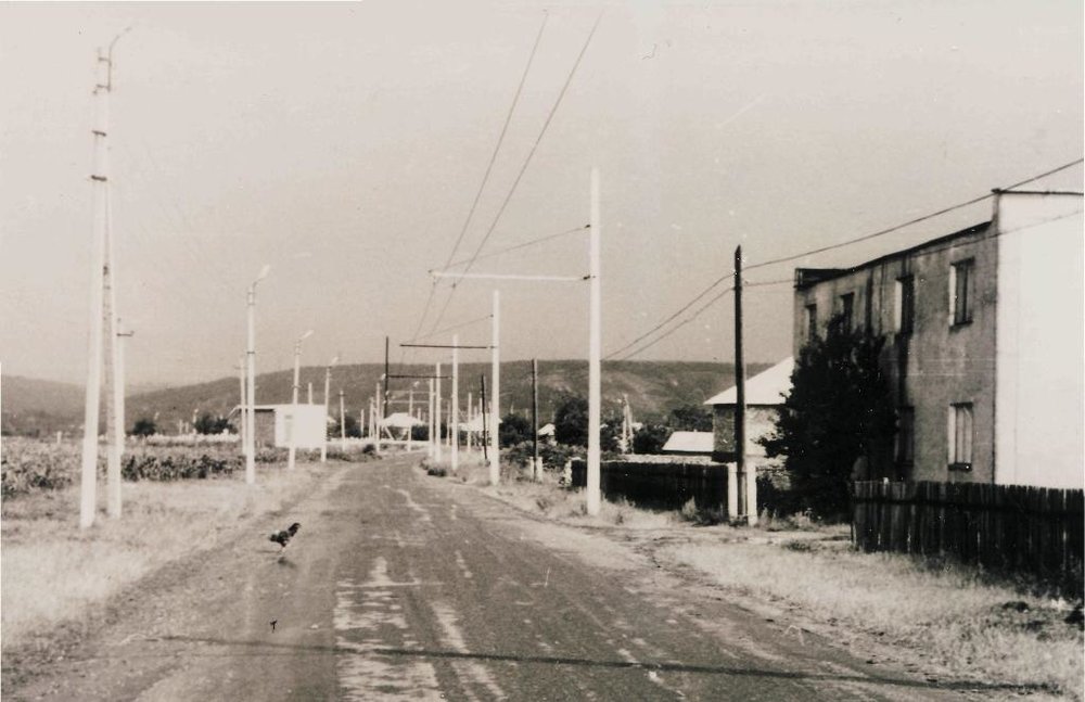 Obyčejná vesnice a v ní trolejbusová trať. Leckteré město by mohlo závidět. Pohled na jih. (zdroj: Nikolaj Andrejevič Zajac)