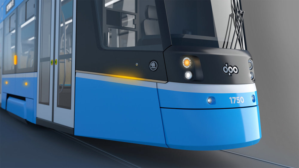 Detail čela nové ostravské tramvaje. (zdroj: DPO)