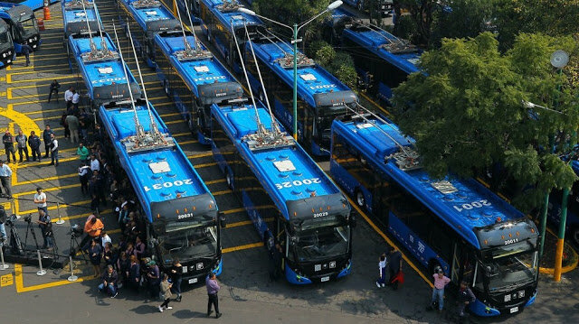 Pohled na trolejbusy ve vozovně Tetepilco dne 19. 11. 2019. (foto: Gobierno de la Ciudad de México)