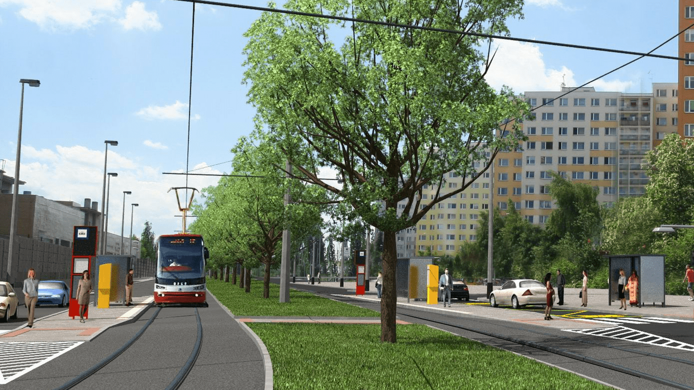Vizualizace nové tramvajové trati na Dědinu. (zdroj: DPP)
