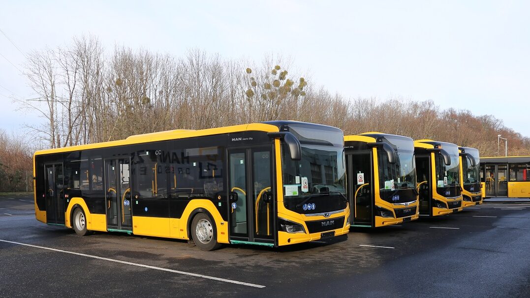 Autobusy MAN Lion’s City 12X pro Drážďany po dodání na půdu DVB AG. (foto: DVB AG)