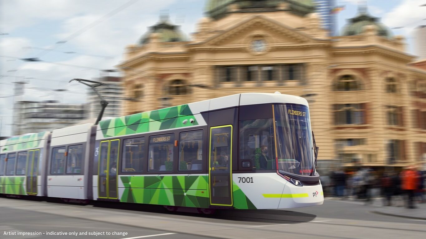 Vizualizace nové tramvaje „řady G“ z rodiny Flexity 2 pro Melbourne. (foto: Alstom)