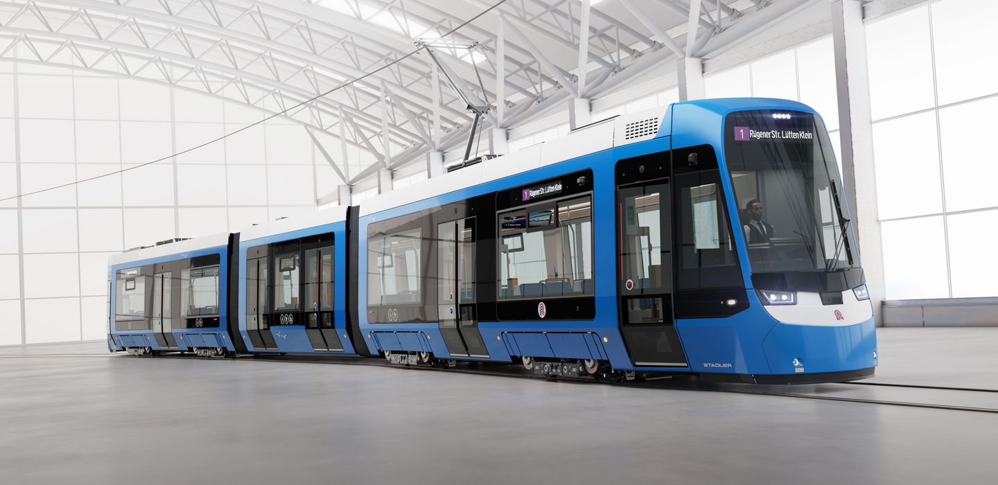 Vizualizace očekávané podoby tramvají Stadler TINA pro Rostock. (zdroj: RSAG)