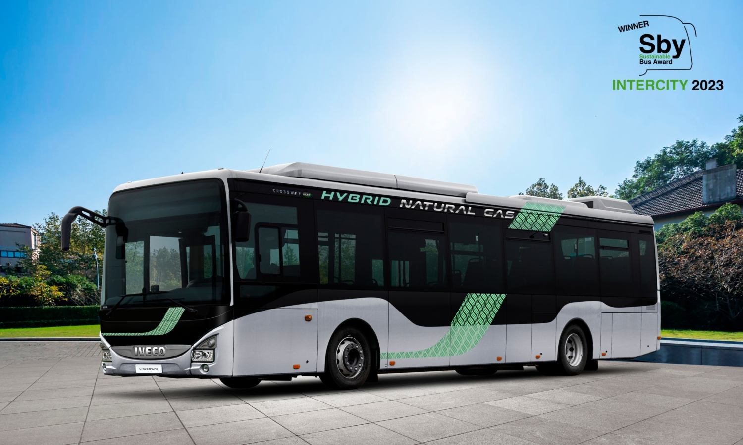 Autobus Iveco Crossway LE ve verzi na CNG s mild hybridním modulem. (zdroj: Iveco Bus)