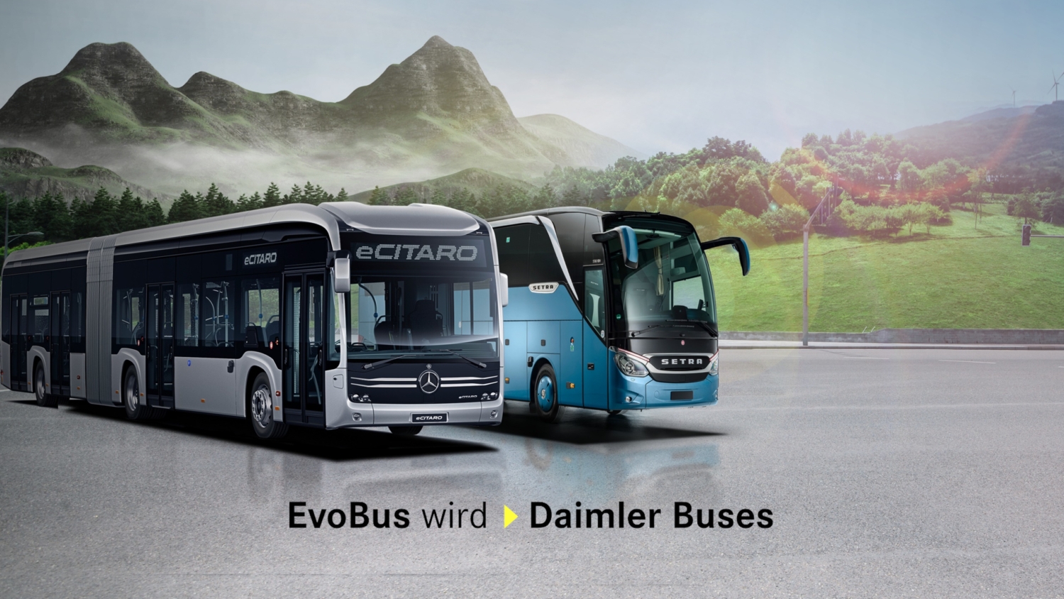 Čas na změnu. Oficiální fotografie výrobce propagující přechod od značky EvoBus k Daimler Buses. (zdroj: Daimler Truck AG)