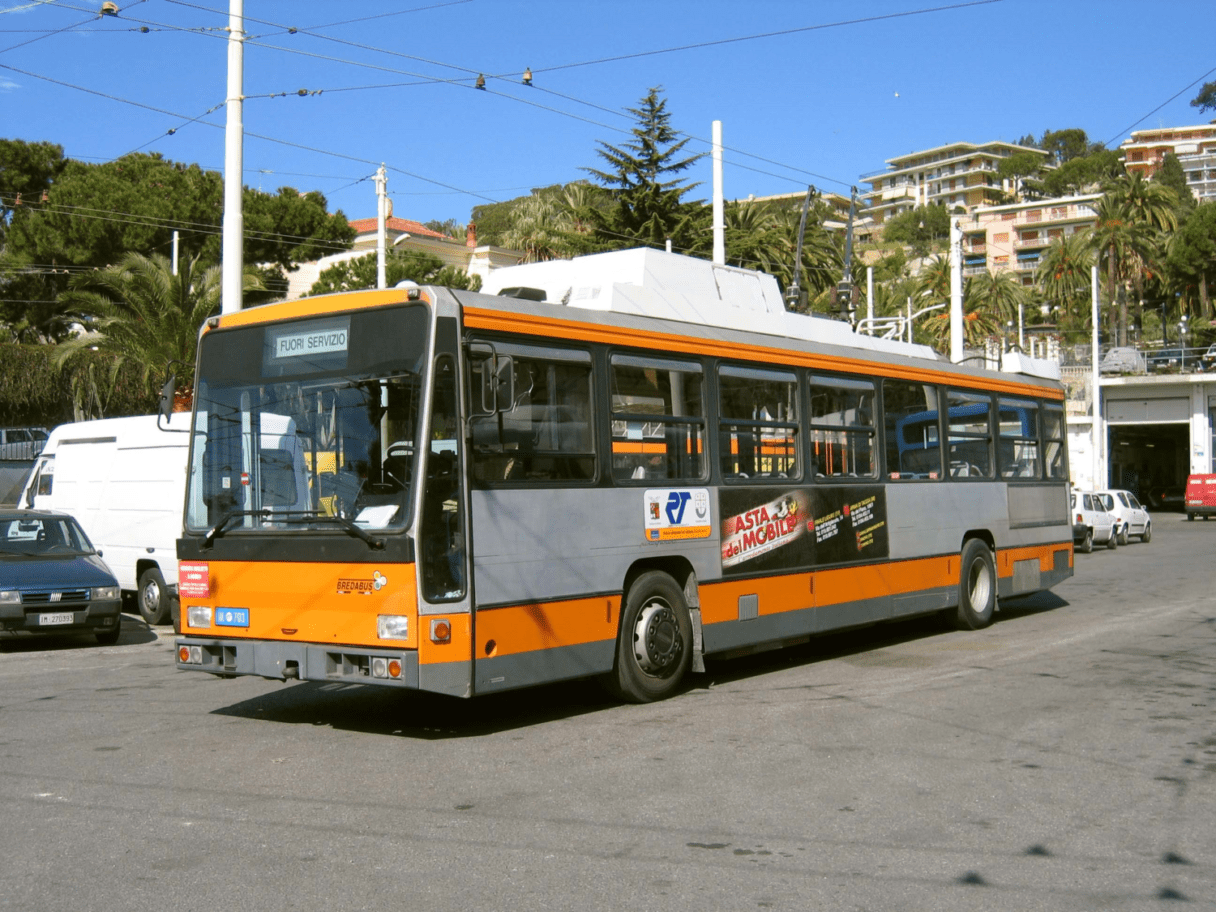 Tečka za provozem meziměstských trolejbusů v italském Sanremu